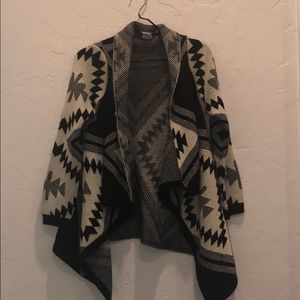 black and cream shrug on cardigan sweater